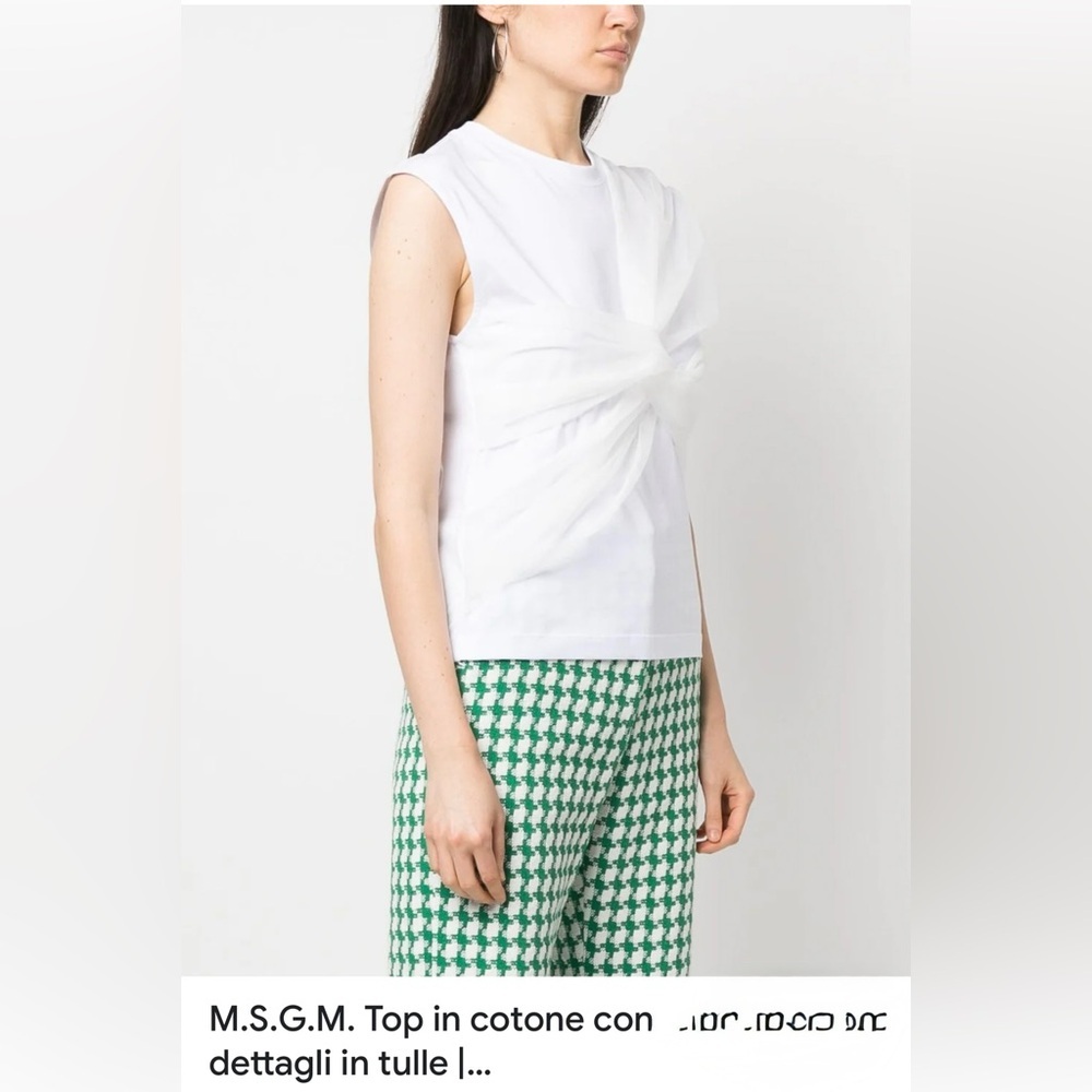 MSMG‎ Milano Chic Women’s sleeveless tulle-detail cotton top Size L